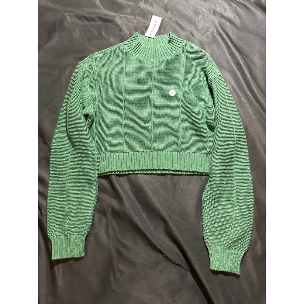 PacSun LA Hearts Womens Green Cropped Mock Neck Knit Sweater NWT